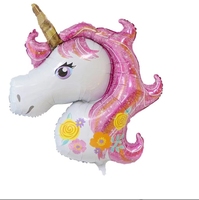 Licorne magique Super forme ballon arc-en-ciel licorne tête feuille ballon décorations de fête d'anniversaire pour les filles