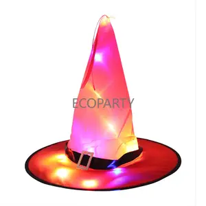 Halloween Glowing Decoration Witch Hat LED Lights Halloween for Kids Party Decor Supplies Outdoor Tree Hanging Ornament Diy