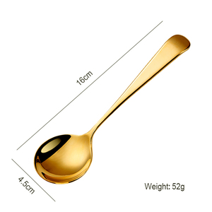 Heavy Duty Metal Soup <strong>Spoons</strong> 304 Stainless Steel <strong>Gold</strong> <strong>Serving</strong> <strong>Spoon</strong> Round Dessert Soup <strong>Spoon</strong> - Product Image 6