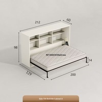 Lit mural invisible pour bureau intégré, nouvelle table d'appoint rabattable, armoire intégrée, lit mural pour petit appartement, lit pliant pour chambre principale avec tête de lit USB