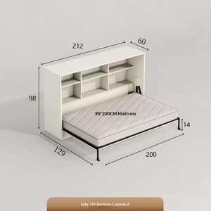 Letto a scomparsa per studio con scrivania a ribalta laterale, armadio integrato, letto a parete pieghevole per piccoli appartamenti, <span class=keywords><strong>testiera</strong></span> USB per camera da letto principale - Product Image 5