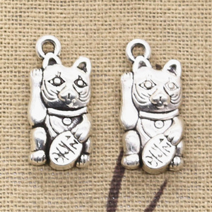 Charms Lucky Cat 23x11mm Tibétain <span class=keywords><strong>Argent</strong></span> Couleur Pendentifs Antique Fabrication de Bijoux DIY Artisanat Fait Main - Product Image 3