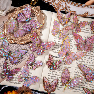 Pack d'autocollants étanches avec impression UV en PET, avec finition brillante, papillon coulant, 3D, Laser, or, DIY Décoration - Product Image 4