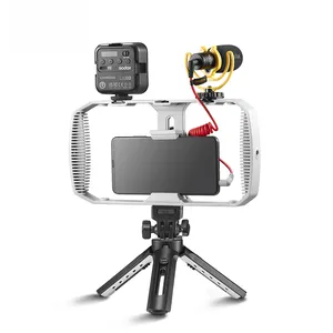 Godox VK1 комплект с держателем для мобильного телефона кроличьи клетки микрофон LED6R видео свет штатив для смартфона Vlog прямая трансляция