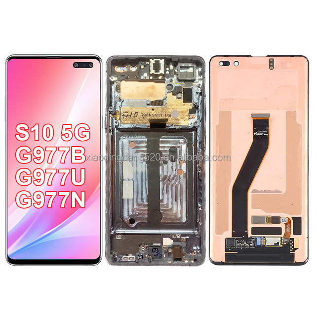 Original Panel Mobile Phone Screen Touch Digitizer Assembly Replacement S10 5G LCD Display With Frame for Samsung G977F G977N