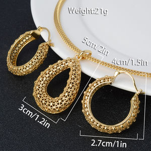 Ensemble de boucles d'oreilles et de collier pour femme en cuivre plaqué or 14 carats pour mariage, fiançailles, anniversaire, fête - Product Image 6