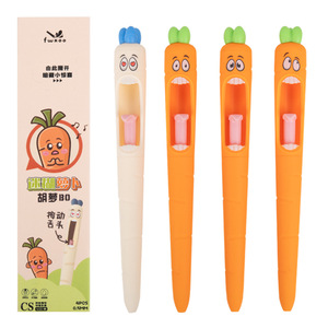 Penna Gel retrattile 0.5mm a forma di carota con inchiostro nero per ufficio e scuola utilizzare plastica resistente e Design con linguetta - Product Image 6
