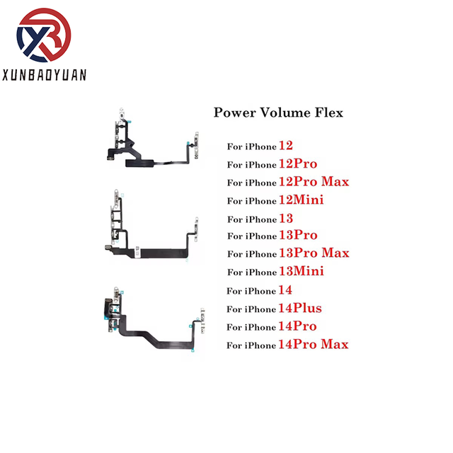 Xby Bar Design Power Button On/Off Flex Cable for 12 Pro Mute Volume Switch Connector Ribbon Part