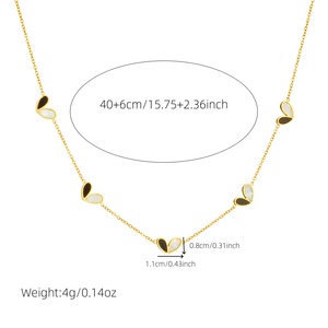 Heart Shape Black White Two Tone Stainless Steel Necklace Earring <b>Bracelet</b> <b>Set</b> Women's Fashion Jewelry Party Accessory - Product Image 4