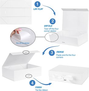 折りたたみ式ギフトボックス27 17 <span class=keywords><strong>7cm</strong></span>磁気クロージャラフィア & カードリボンギフト包装プレゼンテーションユニークなホワイトボックスプレミアム - Product Image 2