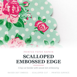 Serviettes en papier personnalisées imprimées, 2 plis, 4 plis, motif floral, vert menthe, motif à pois, vaisselle de fête de mariage, 30 feuilles par paquet - Product Image 5