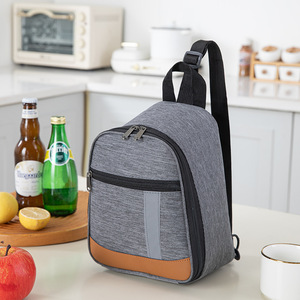 Sac à déjeuner isotherme à bandoulière en tissu Oxford, sac à dos portable pour les trajets quotidiens en extérieur, gris, noir, marron, bleu marine - Product Image 2