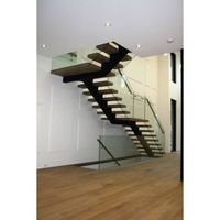 Vente en gros option économique Escaliers flottants tandem à arc en aluminium avec garde-corps par câble Matériau droit simple en acier et bois/verre