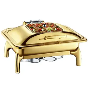 Factory Direct Sale Chafing Dish Buffet Set Warmer Stainless Steel Chafing Dish Buffet Set Gold Color Food Chafing Dish