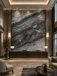 Natural <b>Marble</b> Verdoant Noir Polished Eco-Friendly Modern Waterproof Big Slabs 1 Year Warranty for Apartment Indoor Bathroom - Product Image 4
