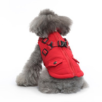 Manteau imperméable réfléchissant rembourré en coton pour chien, vêtements d'hiver pour animaux de compagnie avec fermeture éclair, style classique, motif uni en polyester