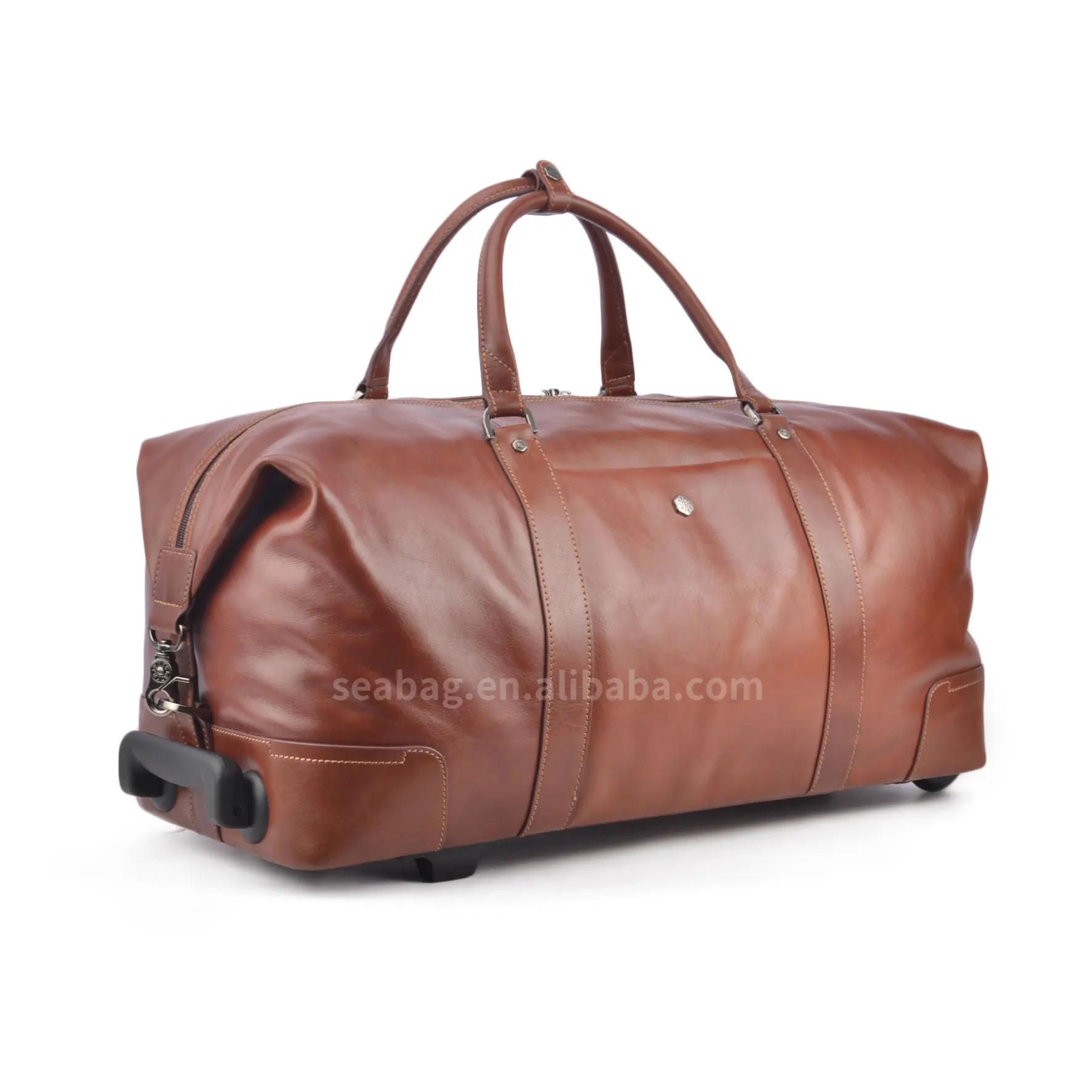 도매 고품질 럭셔리 디자인 가죽 트롤리 가방 큰 바퀴 비즈니스 여행 가방 핸드백 남성 수하물 가방