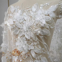DELACE JZQ belle broderie florale Sequin dentelle Patch 3D fleur perlée dentelle Applique robe de mariée accessoires