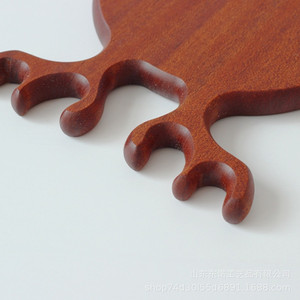 Tabla de cortar de cuerno de ciervo de madera, forma redonda, para servir frutas, postres, pizza y pan. - Product Image 4