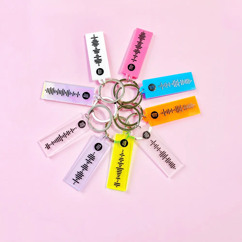 Porte-clés en acrylique personnalisé imprimé UV Playlist Song Code Cadeaux promotionnels Spotify Code Porte-clés