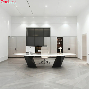 Villa House Organizador de escritorio de trabajo en forma de L Almacenamiento de oficina en casa Mesa de oficina en casa blanca y negra - Product Image 6