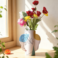 Vase à fleurs en papier imperméable imprimé sur mesure, vase de décoration de table pliable de style INS pour cadeau de fleuriste