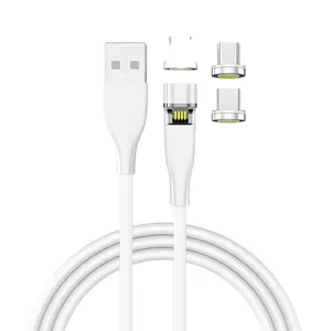 540 Degree Rotating Quick Charging Nylon Braided Rotation Data Cable 3A Fast Charger Type C Micro Rotate Magnetic USB Cable