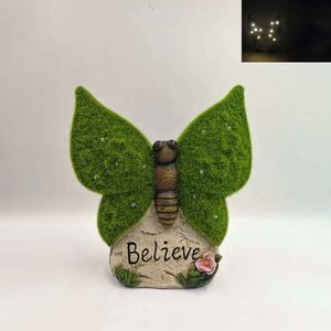 थोक हस्तनिर्मित कृत्रिम मॉस ने पोलीरेसिन गार्डन की मूर्तियों, सौर प्रकाश के साथ बगीचे में राल तितली मूर्तिकला का निर्माण किया - Product Image 5