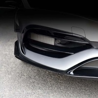Lame de pare-chocs avant noire brillante et à motif carbone avec aileron d'air et feux antibrouillard pour Mercedes Benz Classe A W176 2016-2018