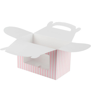 B698 bomboniere a timpano rosa scatole dal Design accattivante a righe con finestra trasparente per animali domestici fienile incorporato con manico In giorno vecchia scatola per pulcini - Product Image 5