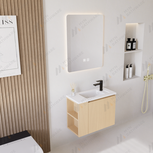 <span class=keywords><strong>Mobile</strong></span> da <span class=keywords><strong>Bagno</strong></span> Sospeso Curvo e Scanalato di Design Moderno Salvaspazio per Ambienti Piccoli - Product Image 6