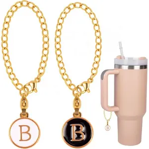 Personalized Name ID Initial Letter Chain Charms Pendant Accessories For 40oz Tumbler Cups