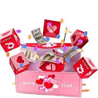 Caja de Regalo Sorpresa de Navidad con Dinero Explosivo, Sobre Rojo Plegable Único con Confeti para Dinero en Efectivo