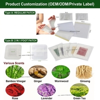 Patchs Détoxifiants pour les Pieds aux Herbes Chinoises, Nettoyage Profond au Vinaigre de Bambou et au Gingembre, Soin des Pieds pour le Sommeil 13cm*10cm 2pcs/sac (Marque Privée)