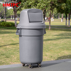 HMTPC 180L Outdoor Trash Can Cylindrical Plastic Flip Lid With <b>Wheels</b> Large Capacity Garbage <b>Bin</b> - Product Image 2