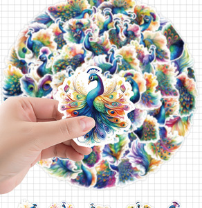 50 pièces beaux autocollants de Graffiti de dessin animé de paon coloré pour bouteille voiture vinyle <span class=keywords><strong>aquarelle</strong></span> oiseau autocollant autocollant - Product Image 5