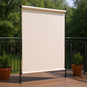 Store enrouleur extérieur crème 150x270cm filtrant la lumière, moderne et minimaliste, pour porte de patio - Product Image 2