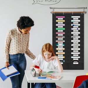 Organizador de archivos colgante de pared con 24 bolsillos, bandejas para documentos de poliéster con 4 colgadores metálicos y 2 marcadores para uso en el hogar y la oficina - Product Image 6