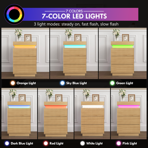 Set di 2 Comodini Naturali con Pannello Ondulato Scanalato, Stazione di Ricarica e Luci LED - Product Image 2