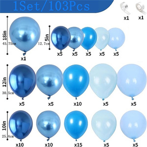 103Pcs Màu Xanh Latex Bóng Đặt Chàng Trai Sinh Nhật Bé Tắm Wedding Party Trang Trí Bóng Vòng Hoa Arch Kit Cho Halloween - Product Image 2