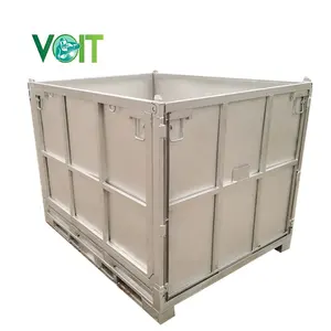 Heavy duty vegetable oils liquid storage foldable galvanized steel pallet container