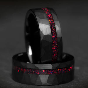 Wholesale Black Plated Tungsten <strong>Ring</strong> 2mm Offset groove Inlaid with Red and Blue Men Tungsten Carbide <strong>Rings</strong> Fine Jewelry <strong>Ring</strong> - Product Image 5
