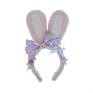 Dolce peluche Bunny Ear Hairband Bow Lace Easter Animal Cosplay Lolita Big Rabbit Bunny Ear fascia bomboniere Costume Cosplay