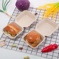 Disposable Lunch Box Trendy Cake Box Hand-Painted Biodegradable Microwaveable Hamburger Box Takeout Packaging Model 001