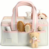 Panier à couches en feutre mignon pour bébé nouveau-né avec compartiments et poignée
