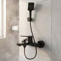 Robinet mural double usage en laiton noir de haute qualité, ensemble de douche pour salle de bain, robinet de baignoire