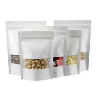 Sac en Papier Kraft Blanc Personnalisé de Qualité Alimentaire avec Fenêtre, Pochette Doypack Dépolie Refermable avec Fermeture Éclair