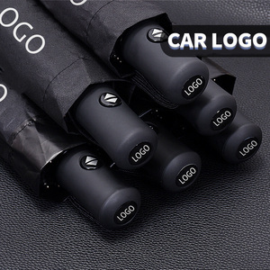 Nouveau automatique à trois volets en caoutchouc noir Logo d'entreprise <span class=keywords><strong>parapluie</strong></span> pliant voiture marque cadeau publicité pluie ensoleillée double-us - Product Image 2