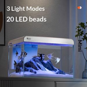 Aquarium rectangulaire intelligent personnalisable, écologique, en verre ultra-blanc, petit aquarium avec lumière LED et filtre pour bureau - Product Image 4