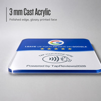 Support de table en acrylique 10x10cm pour carte de commentaires NFC 13.56MHz, Tap to Review QR, OEM/ODM personnalisé, prêt à expédier, en stock